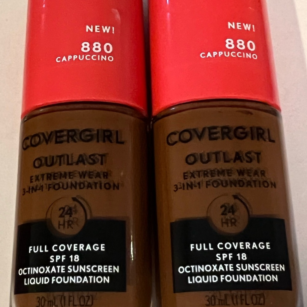 New Set 2 Covergirl Outlast Extreme Wear 3-in-1 Foundation New Cappuccino # 880